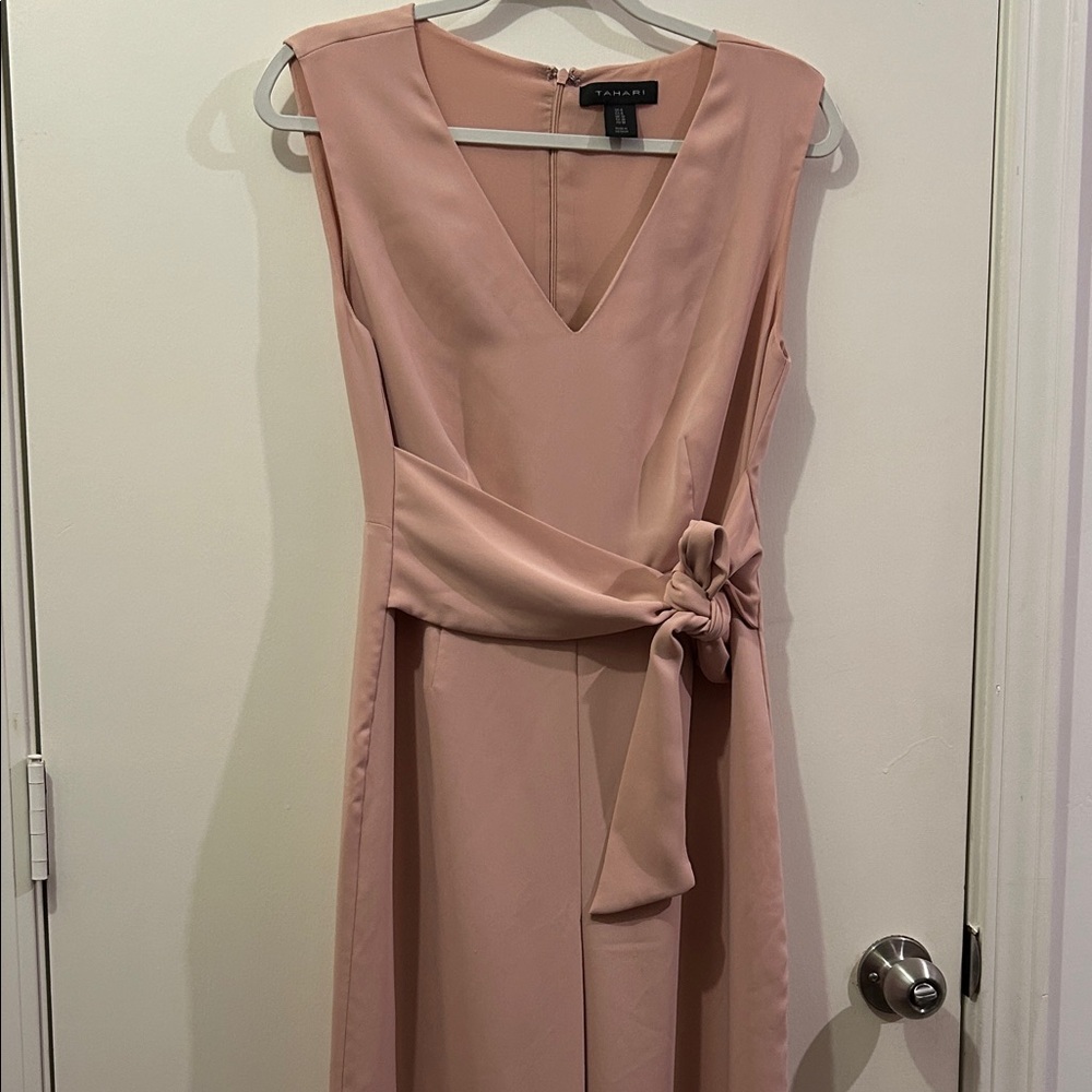 Tahari Blush Jumpsuit with Waist Tie